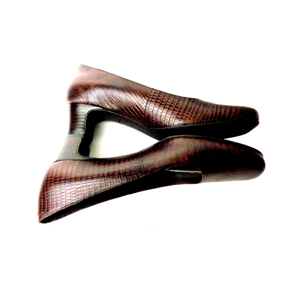 NATURALIZER Destin US 6.5M Brown Lizard Print Leather Pump Shoe w Block Heel - Picture 5 of 7